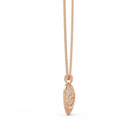 Leaf Heart Diamond Pendant Necklace