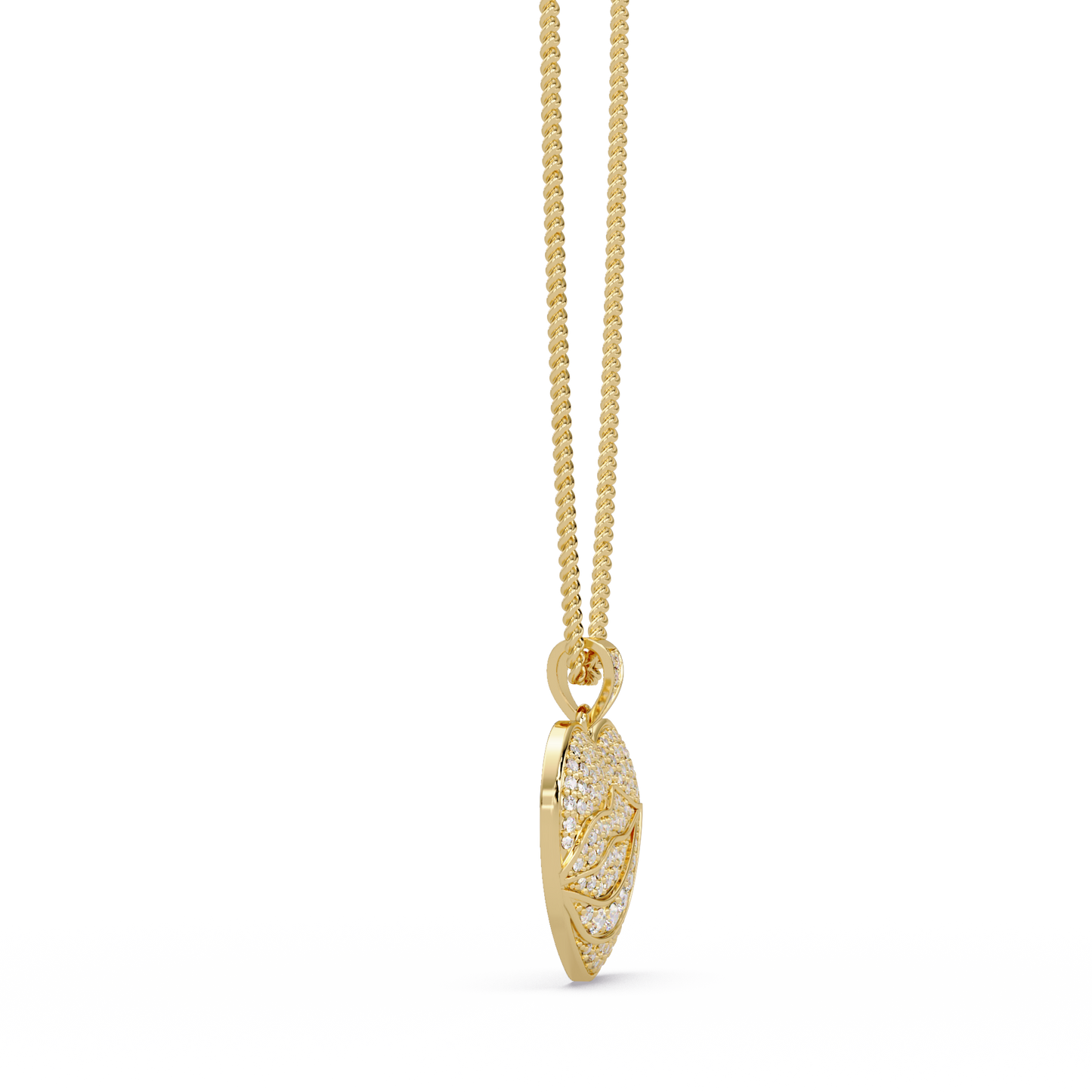 1.66 ct Leaf Heart Diamond Pendant Necklace | 14K Gold |