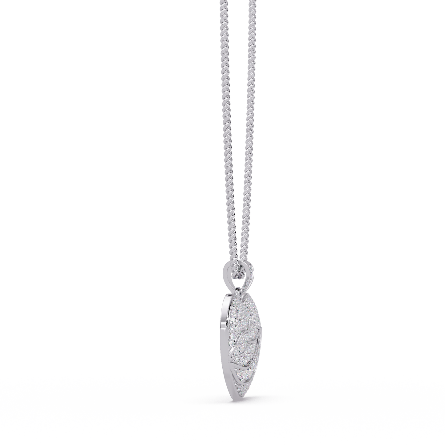 1.66 ct Leaf Heart Diamond Pendant Necklace | 14K Gold |