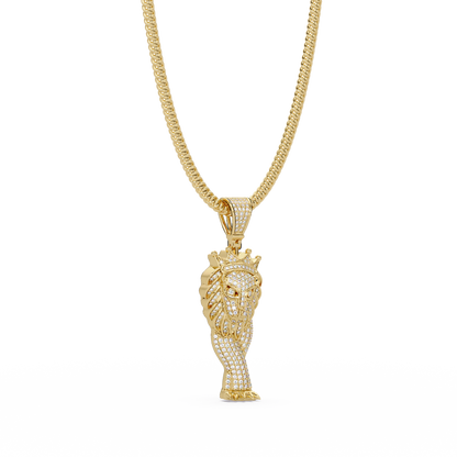 Crowned Pharaoh Diamond Pendant Necklace