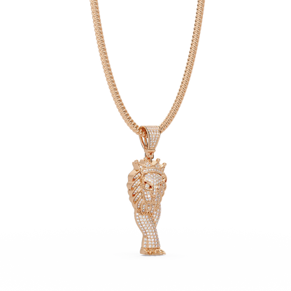 Crowned Pharaoh Diamond Pendant Necklace