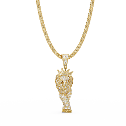 Crowned Pharaoh Diamond Pendant Necklace