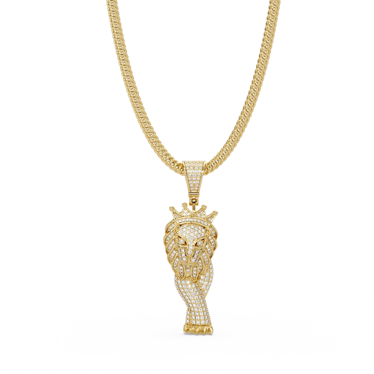 Crowned Pharaoh Diamond Pendant Necklace