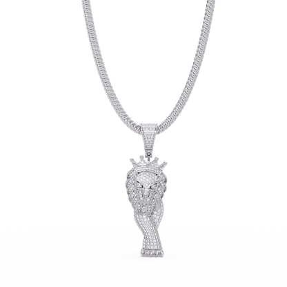 Crowned Pharaoh Diamond Pendant Necklace