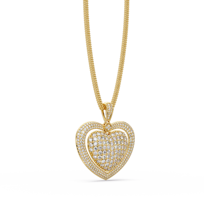 Double Heart Diamond Pendant Necklace