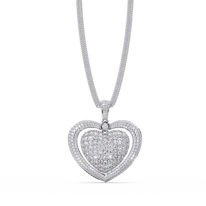 Double Heart Diamond Pendant Necklace