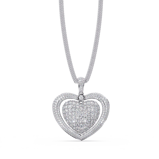 Double Heart Diamond Pendant Necklace