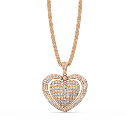 Double Heart Diamond Pendant Necklace