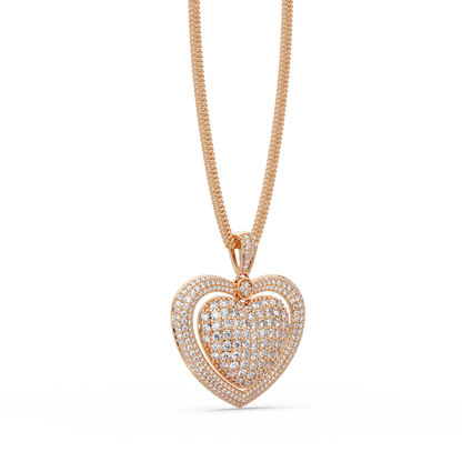 Double Heart Diamond Pendant Necklace