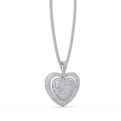 Double Heart Diamond Pendant Necklace