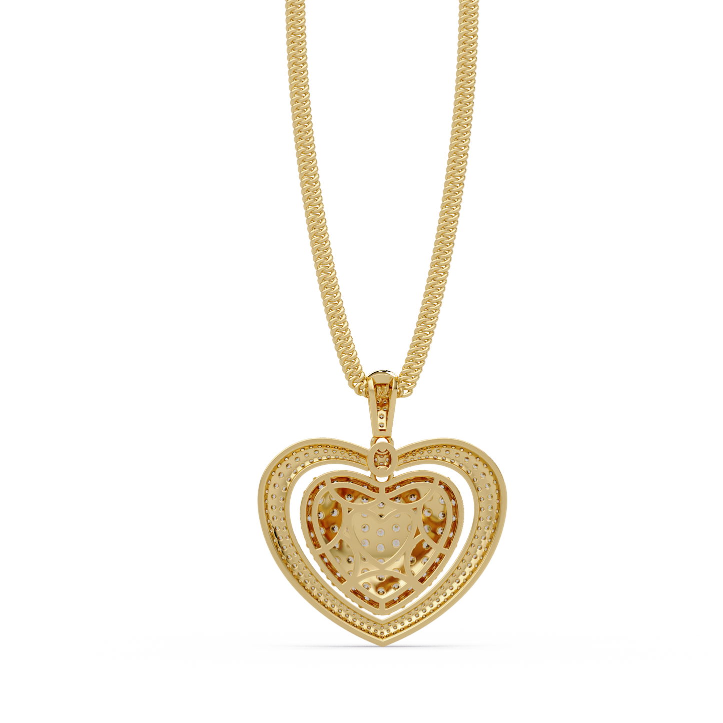 5.73 ct Double Heart Diamond Pendant Necklace | 14K Gold |