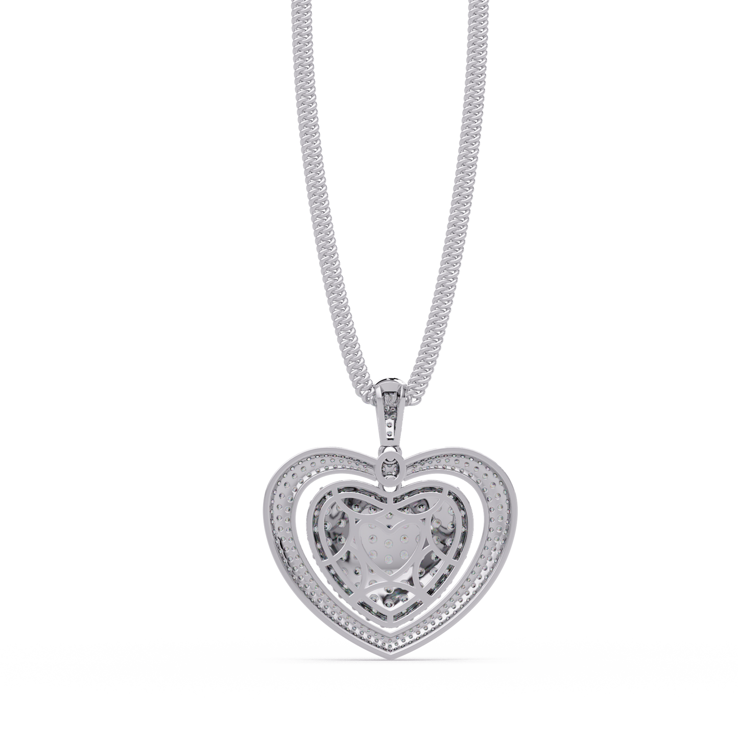 5.73 ct Double Heart Diamond Pendant Necklace | 14K Gold |