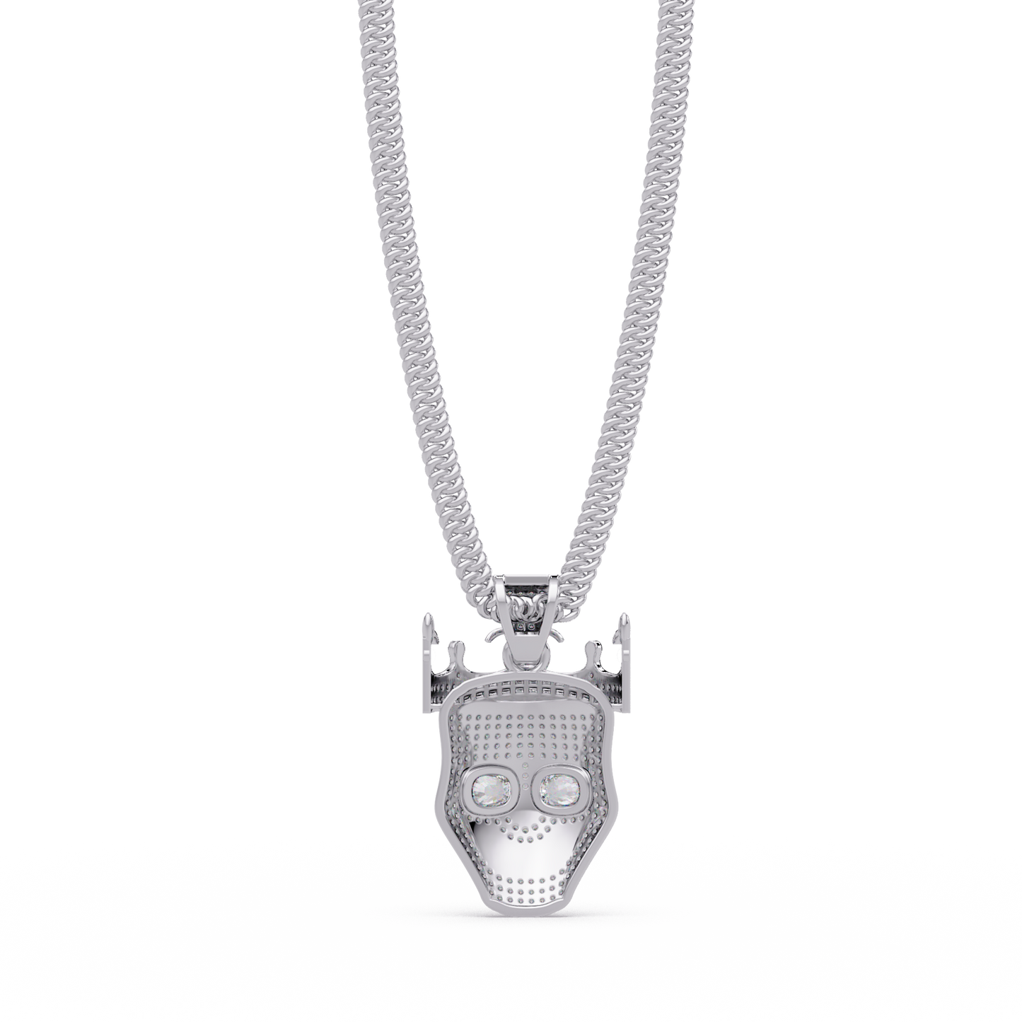 3.79 ct Crown Skull Diamond Pendant Necklace | 14K Gold |
