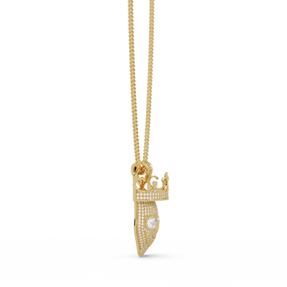 Crown Skull Diamond Pendant Necklace