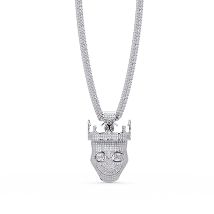 Crown Skull Diamond Pendant Necklace