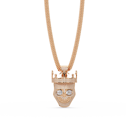 Crown Skull Diamond Pendant Necklace