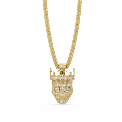 Crown Skull Diamond Pendant Necklace