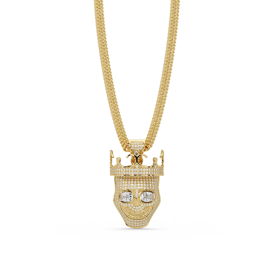 Crown Skull Diamond Pendant Necklace