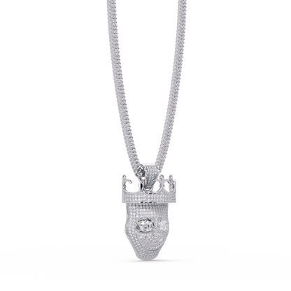 Crown Skull Diamond Pendant Necklace
