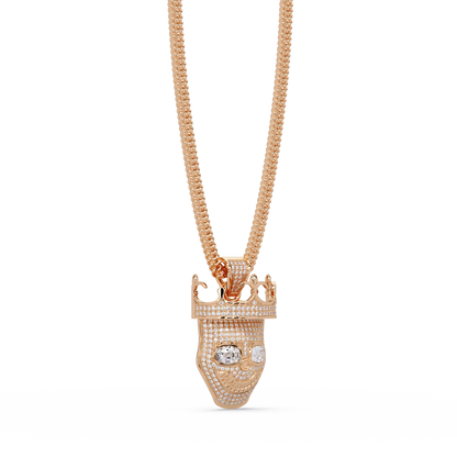 Crown Skull Diamond Pendant Necklace