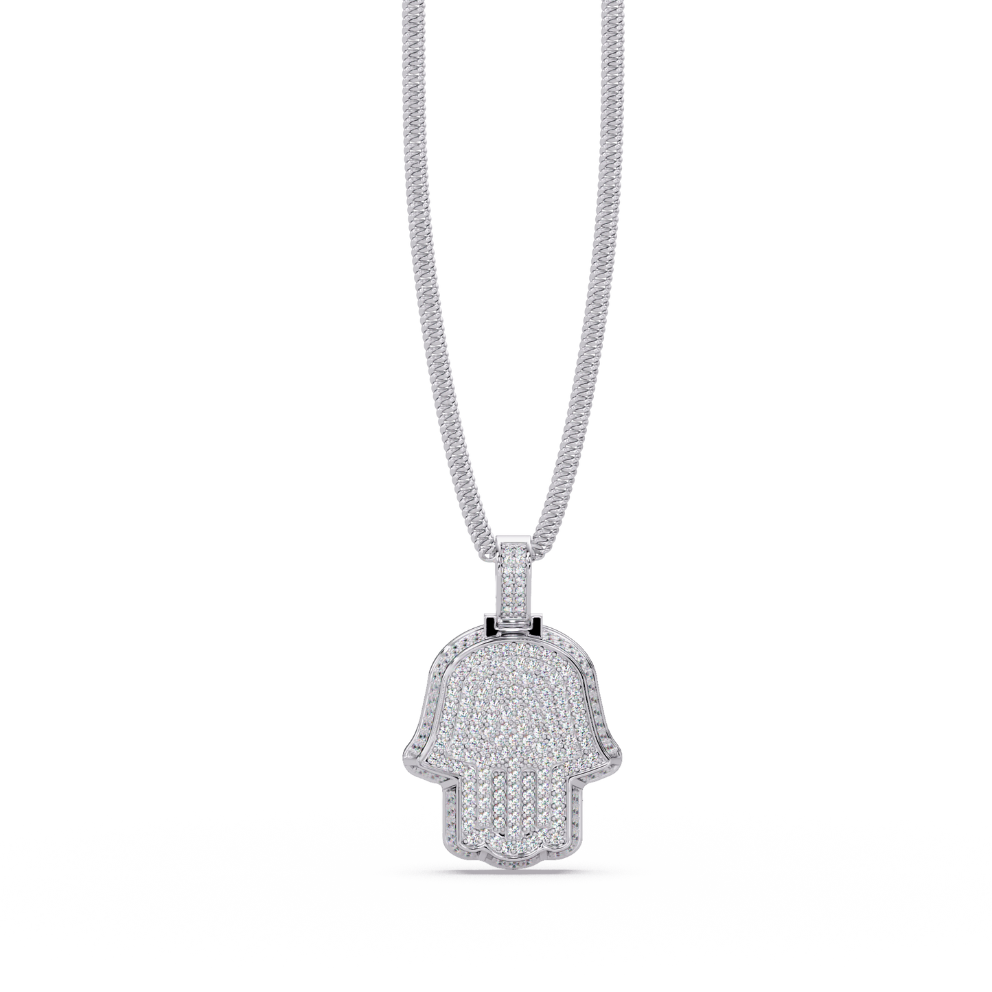 2.13 ct Hamsa Hand Diamond Pendant Necklace | 14K Gold |