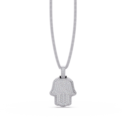 Hamsa Hand Diamond Pendant Necklace