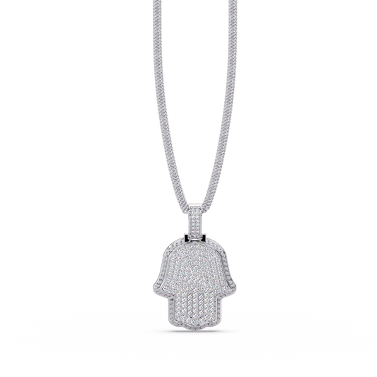 2.13 ct Hamsa Hand Diamond Pendant Necklace | 14K Gold |