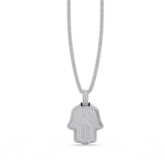 Hamsa Hand Diamond Pendant Necklace