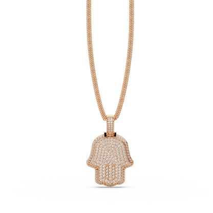 Hamsa Hand Diamond Pendant Necklace