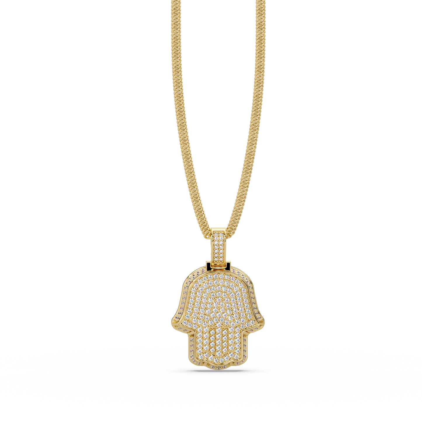 2.13 ct Hamsa Hand Diamond Pendant Necklace | 14K Gold |