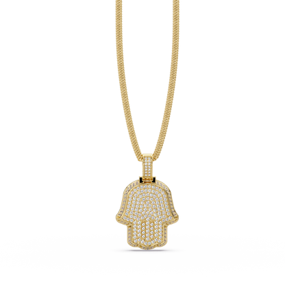 Hamsa Hand Diamond Pendant Necklace