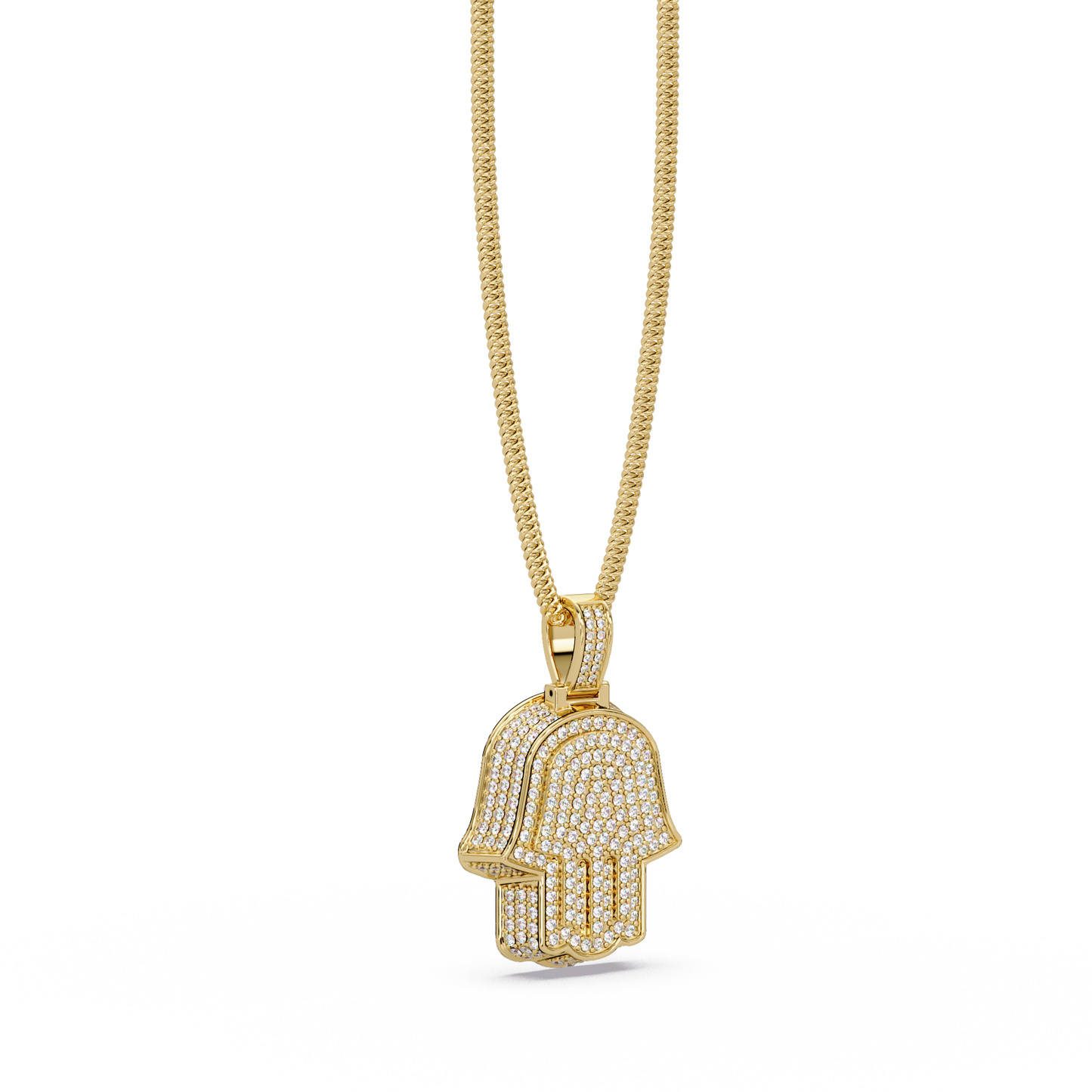 2.13 ct Hamsa Hand Diamond Pendant Necklace | 14K Gold |