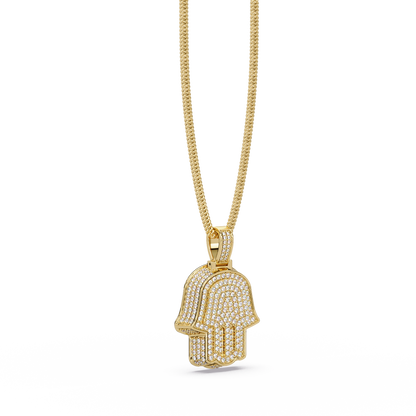 Hamsa Hand Diamond Pendant Necklace
