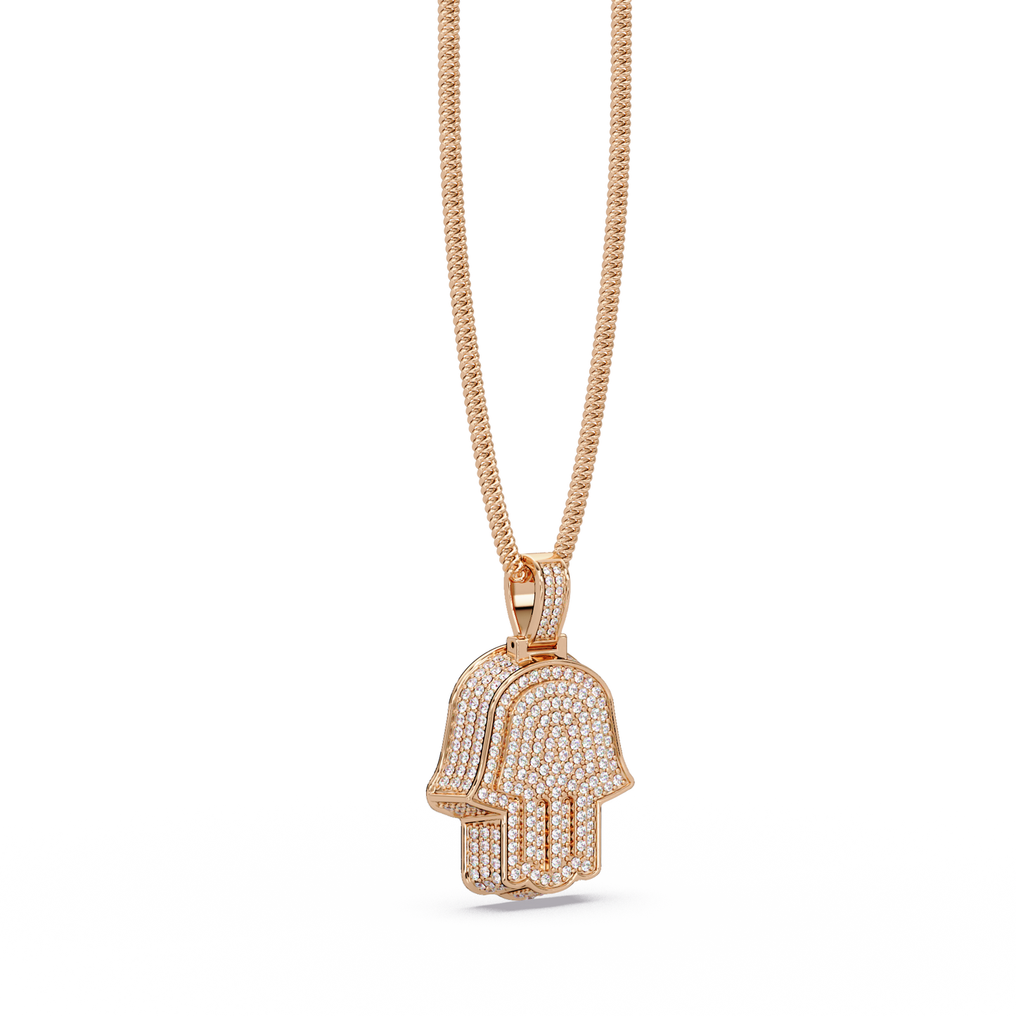 2.13 ct Hamsa Hand Diamond Pendant Necklace | 14K Gold |
