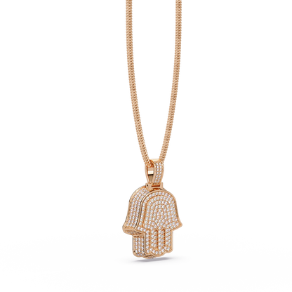Hamsa Hand Diamond Pendant Necklace