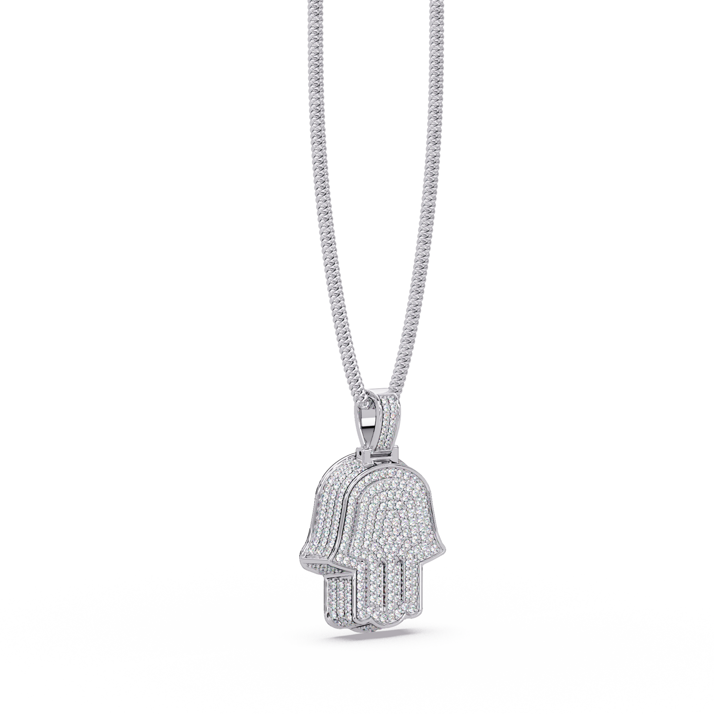 2.13 ct Hamsa Hand Diamond Pendant Necklace | 14K Gold |
