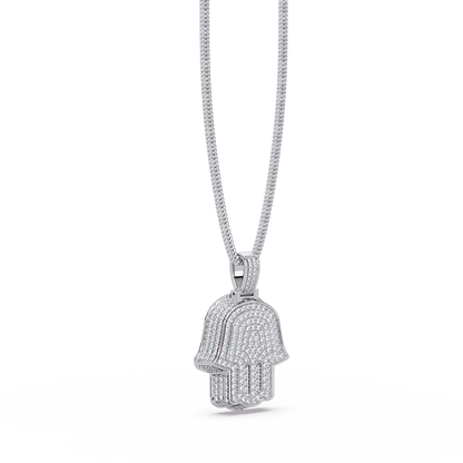 Hamsa Hand Diamond Pendant Necklace