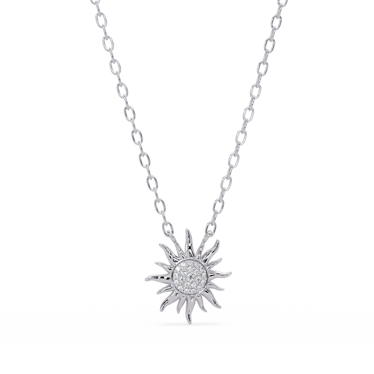 0.28 ct Sunburst Diamond Pendant Necklace | 14K Gold |