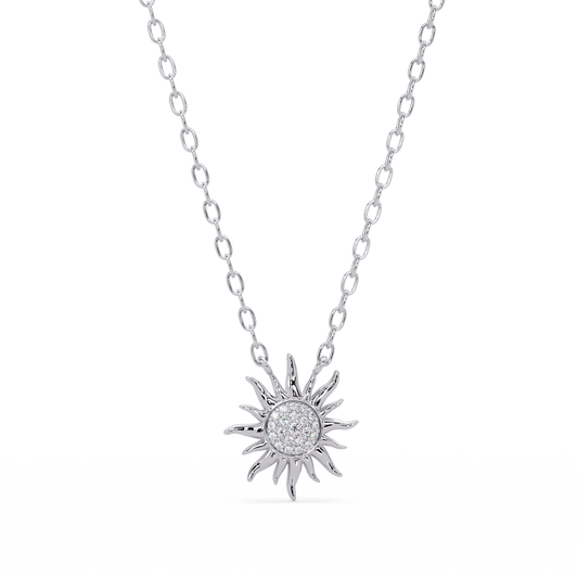 0.28 ct Sunburst Diamond Pendant Necklace | 14K Gold |