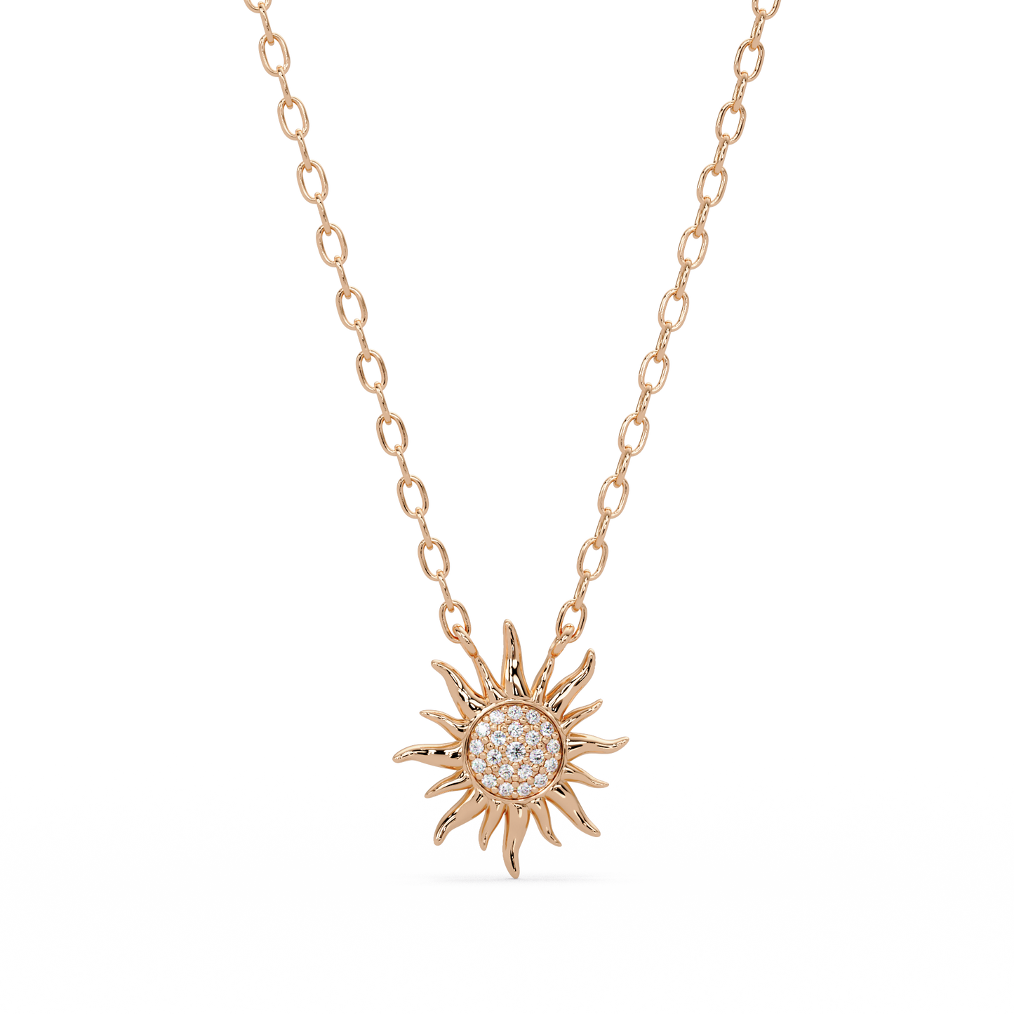 0.28 ct Sunburst Diamond Pendant Necklace | 14K Gold |