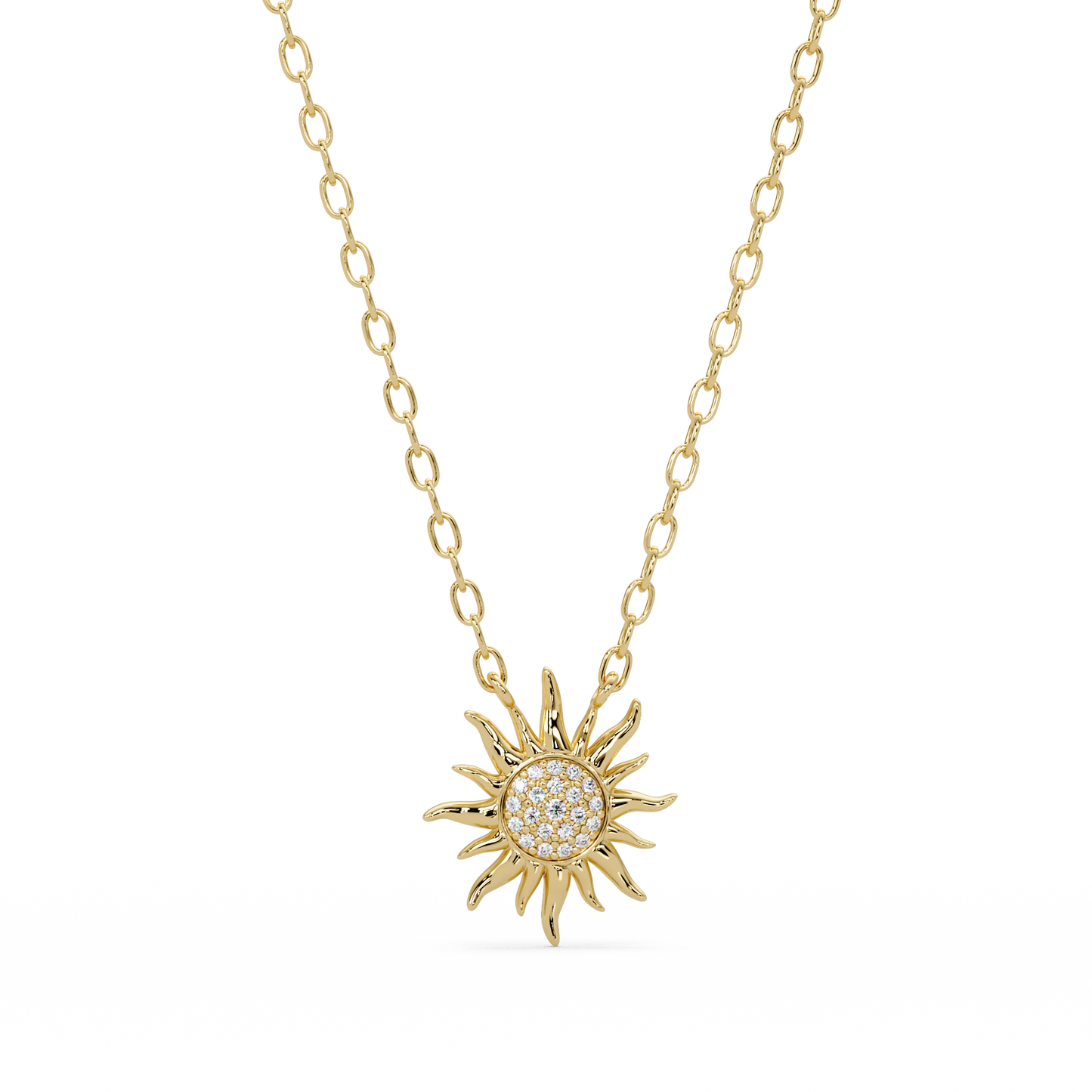 0.28 ct Sunburst Diamond Pendant Necklace | 14K Gold |