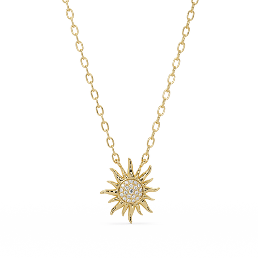 0.28 ct Sunburst Diamond Pendant Necklace | 14K Gold |