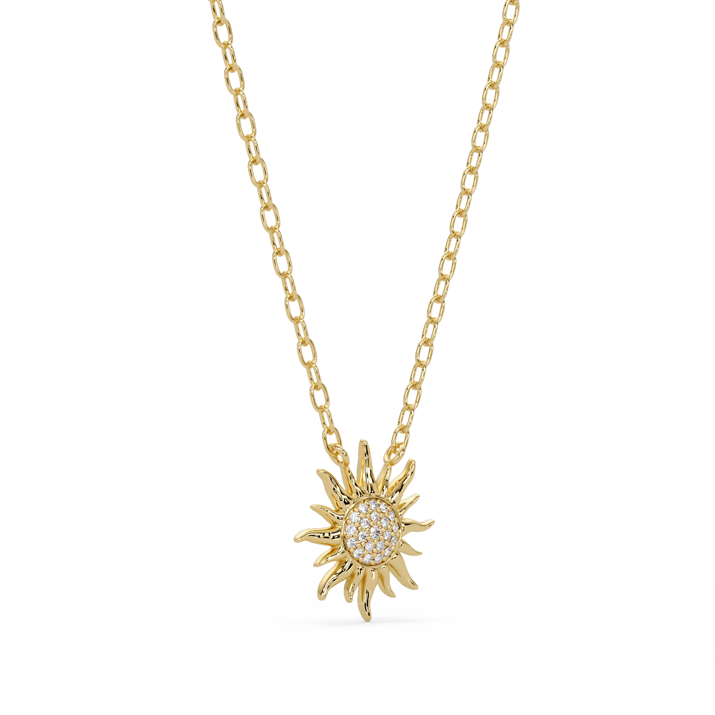 0.28 ct Sunburst Diamond Pendant Necklace | 14K Gold |