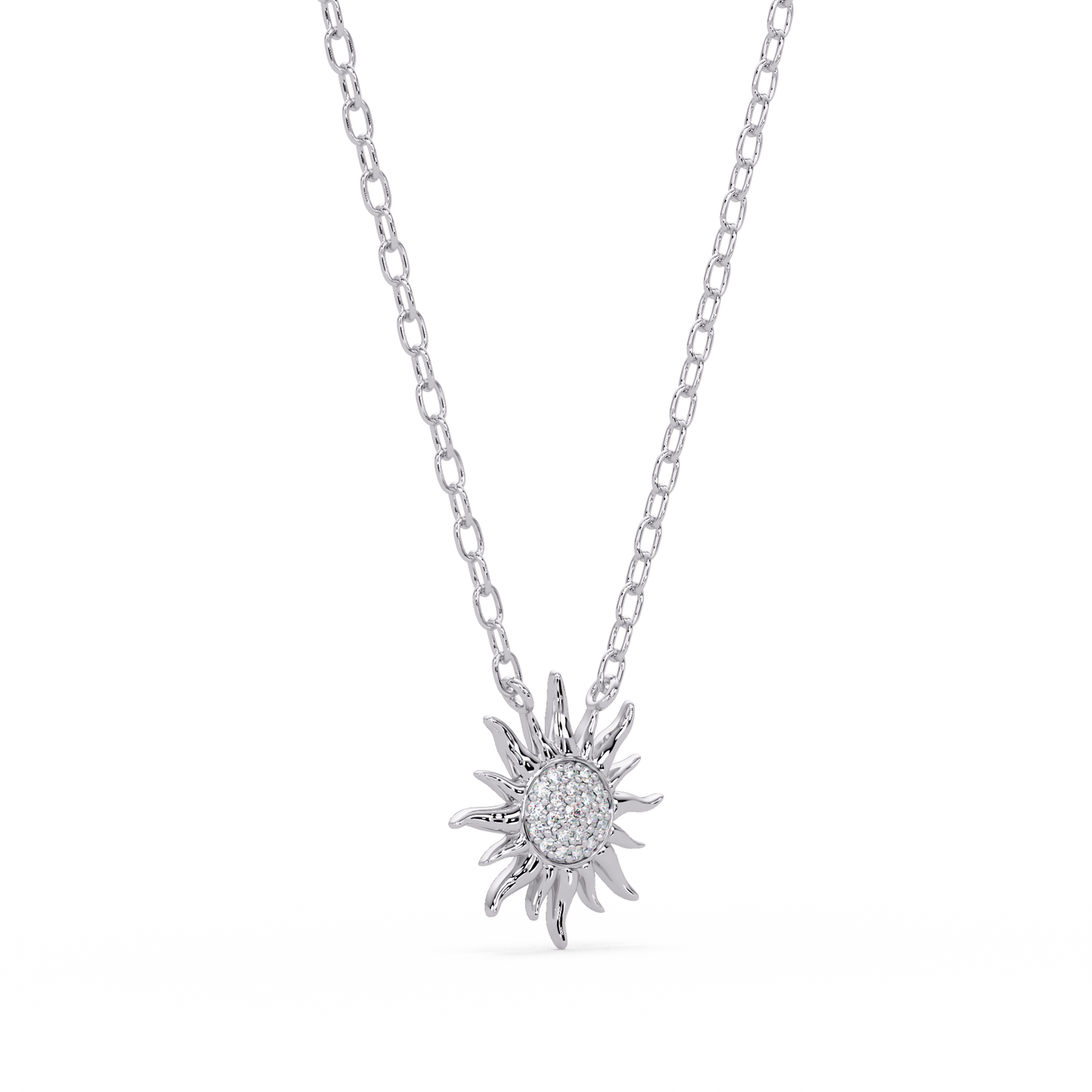 0.28 ct Sunburst Diamond Pendant Necklace | 14K Gold |
