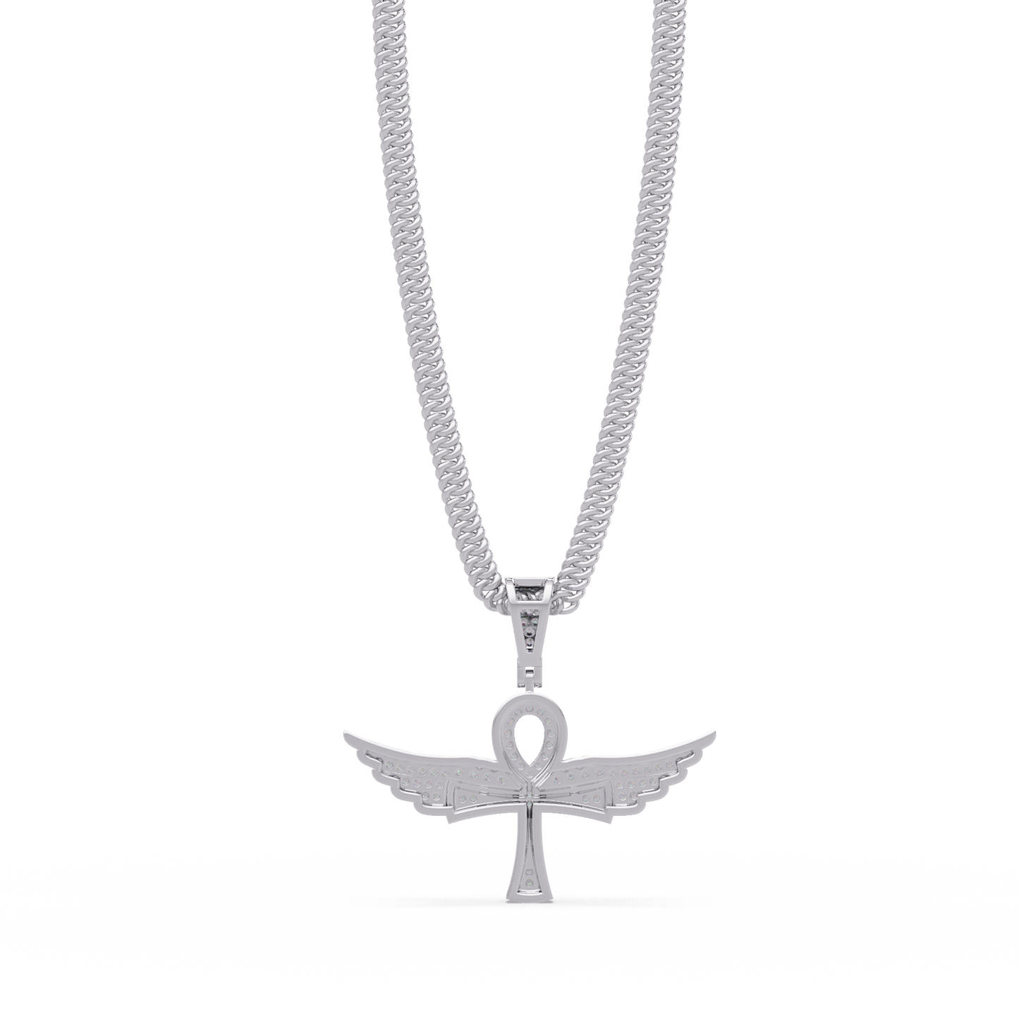 0.66 ct Winged Ankh Diamond Pendant Necklace | 14K Gold |