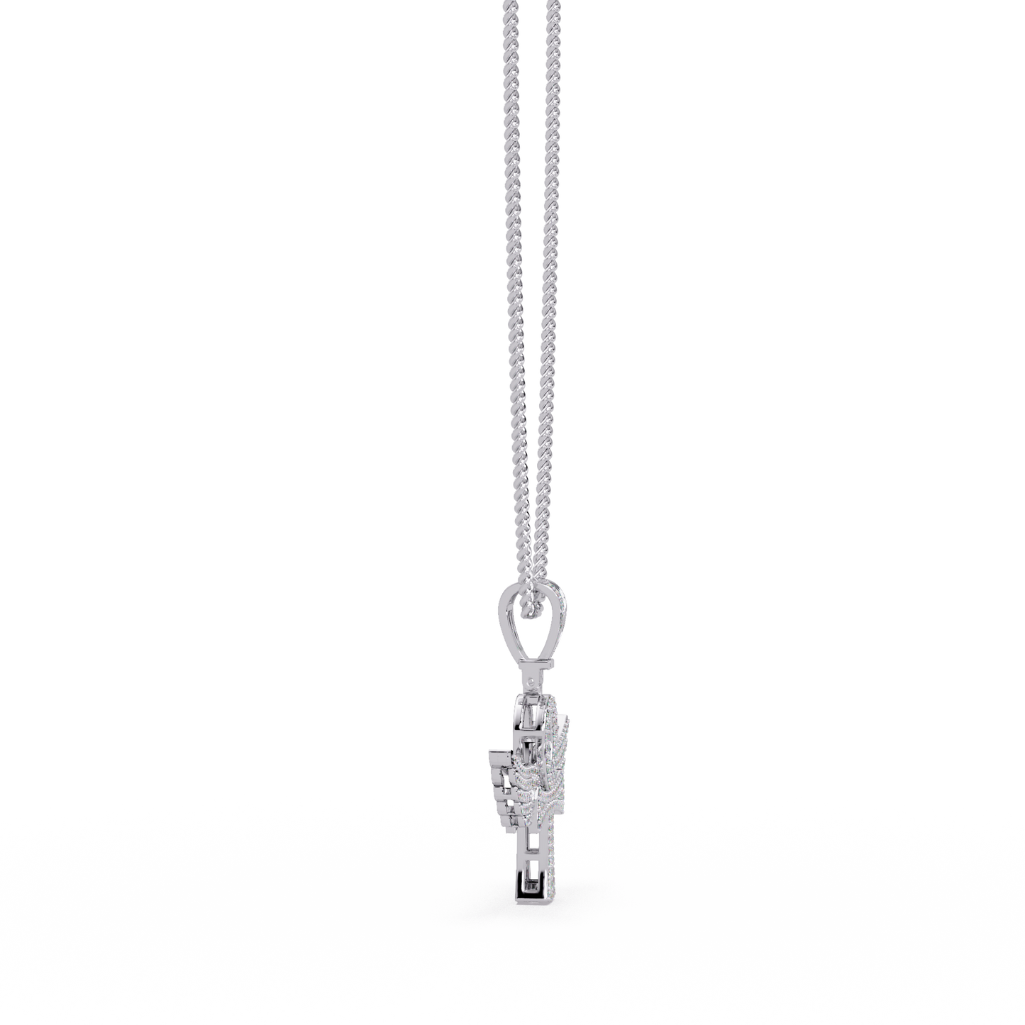 0.66 ct Winged Ankh Diamond Pendant Necklace | 14K Gold |