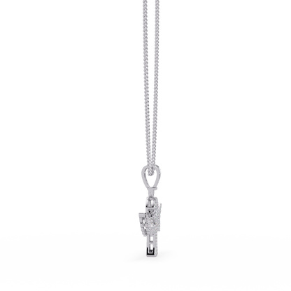Winged Ankh Diamond Pendant Necklace