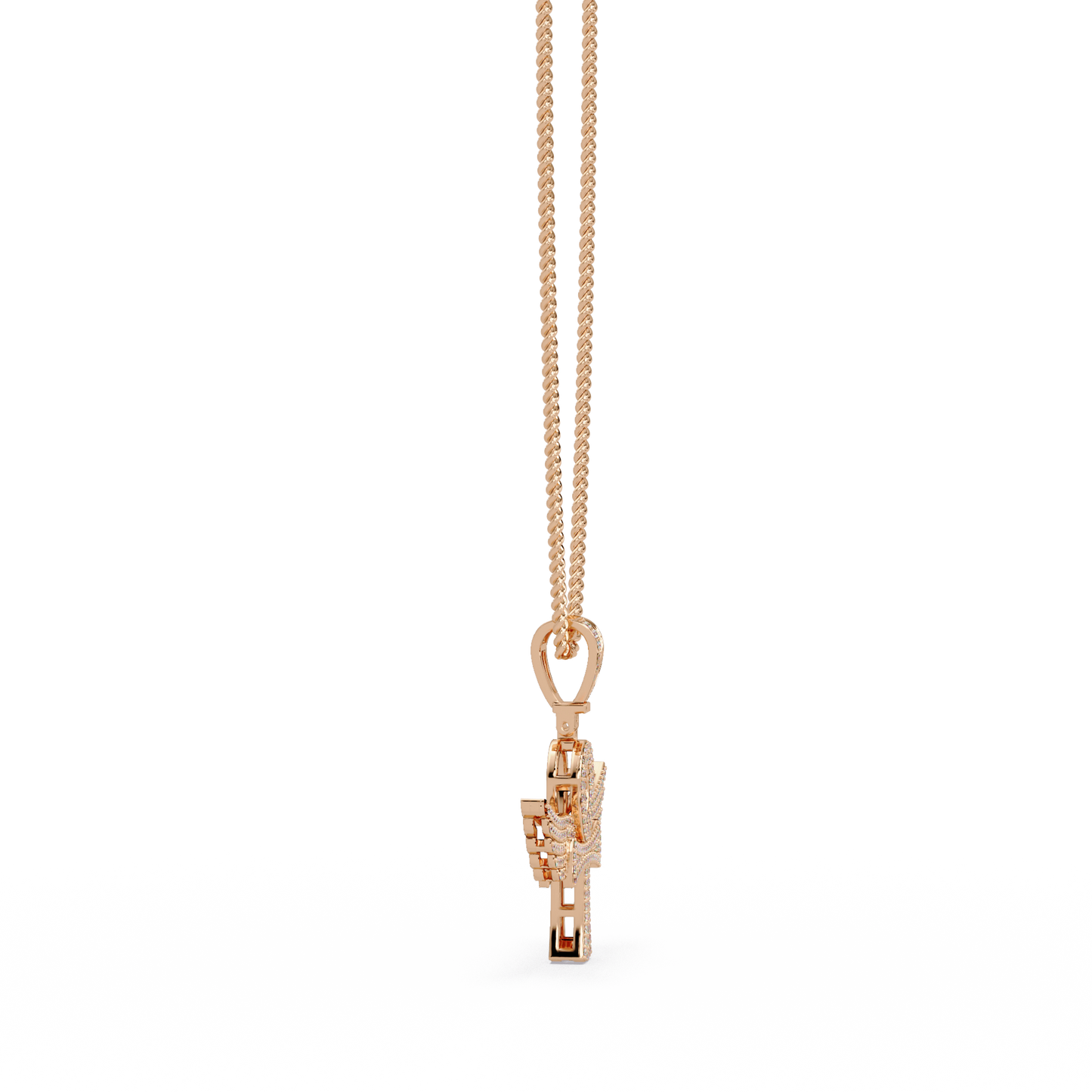 0.66 ct Winged Ankh Diamond Pendant Necklace | 14K Gold |