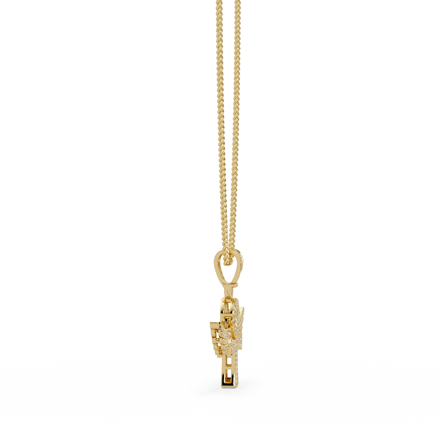 0.66 ct Winged Ankh Diamond Pendant Necklace | 14K Gold |