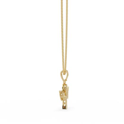 Winged Ankh Diamond Pendant Necklace